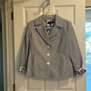 Talbots Black and White Striped Blazer
